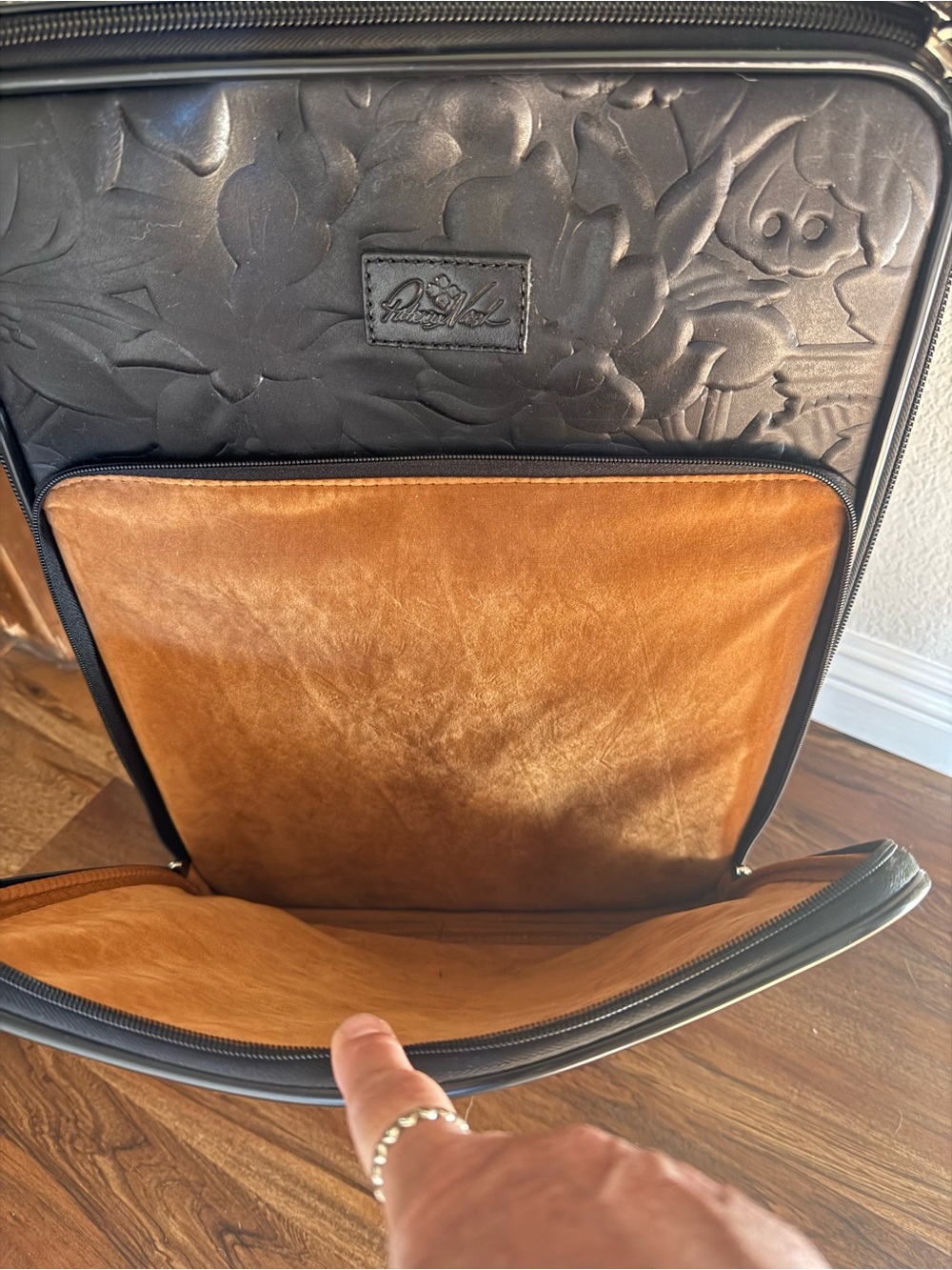 Patricia Nash Black Embossed Floral Carry-On - Picture 3 of 10